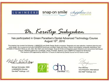 Lumineer Certificate Dr.Korntep Sukyukon